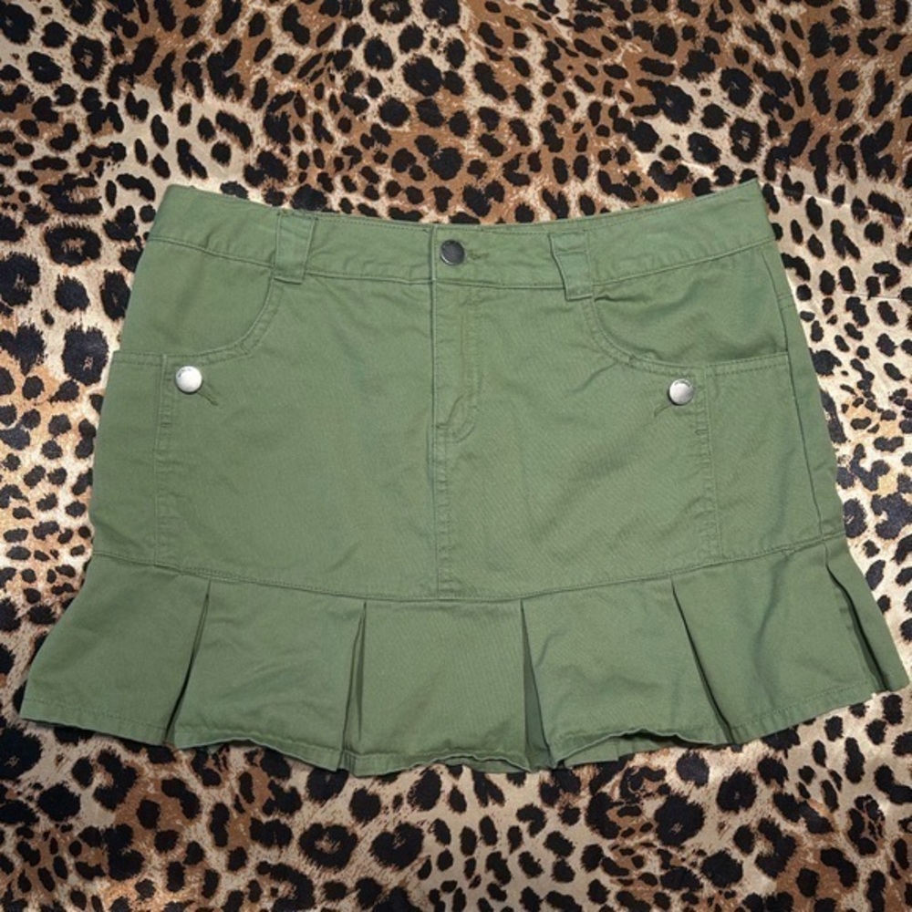 Y2K Mossimo Green Pleated Mini Skirt